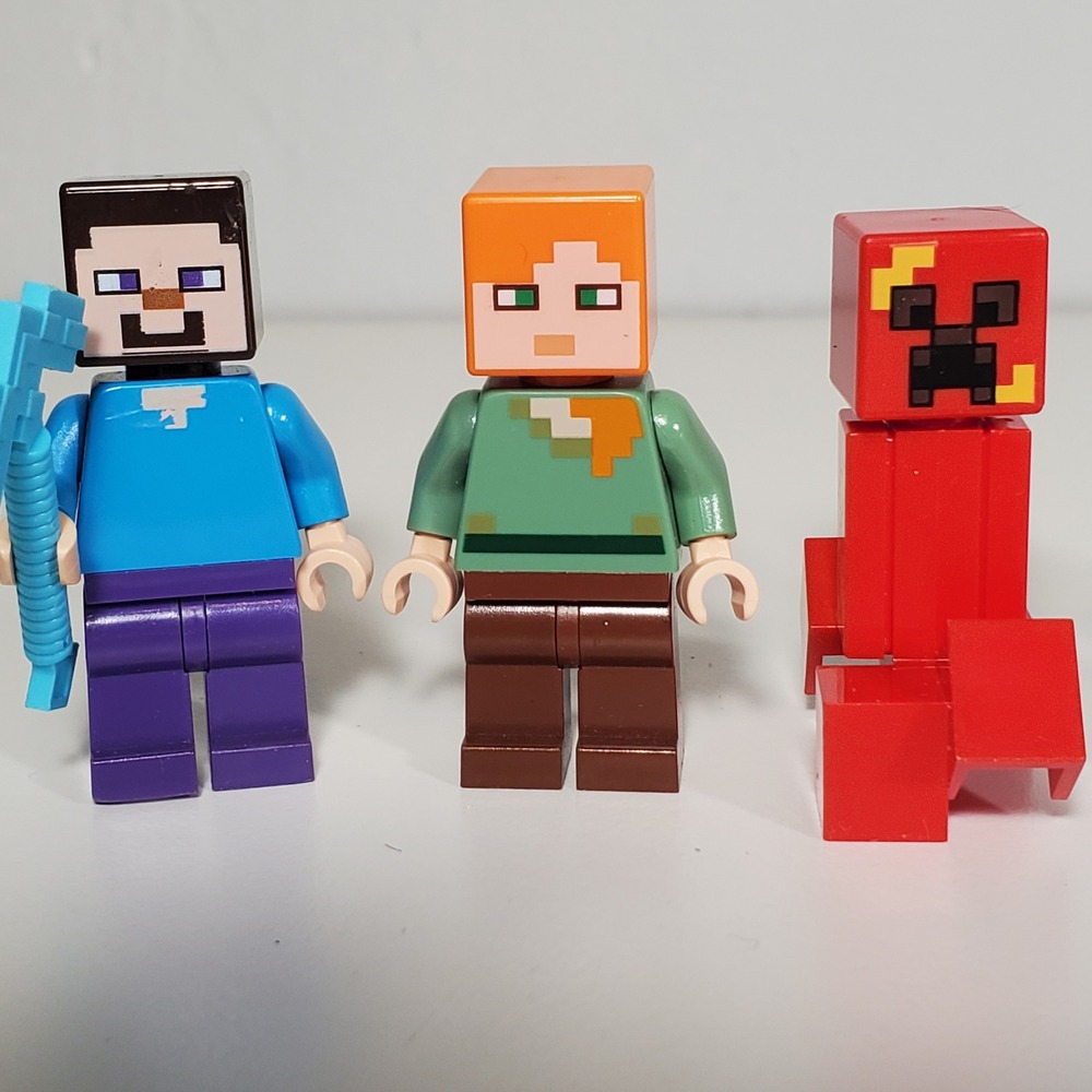 Lego Minecraft Minifigures Lot 5 Figures Exploding Creeper Skeleton Steve Alex - Picture 3 of 6